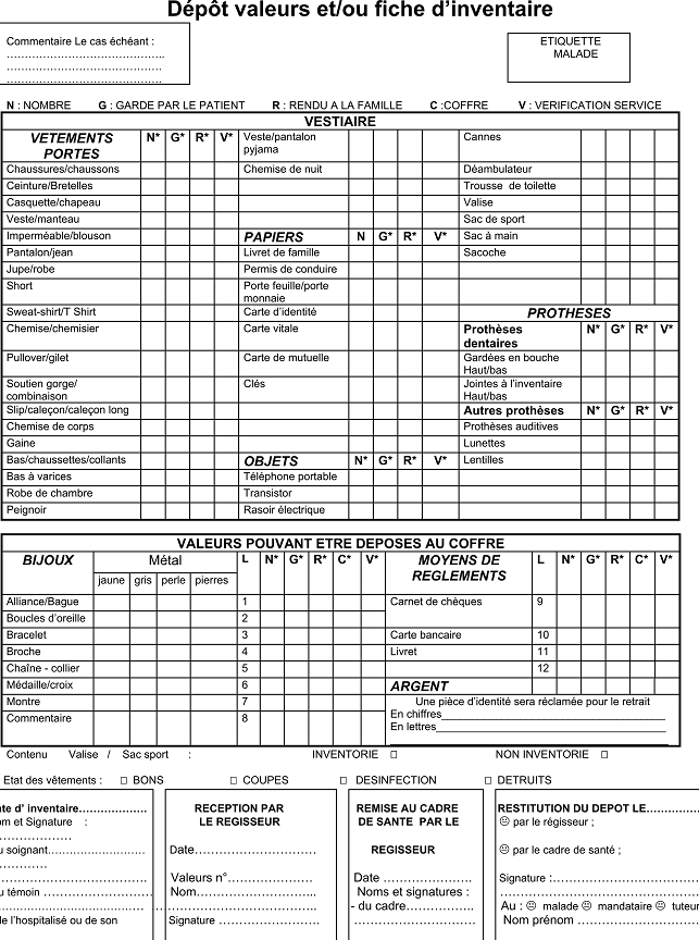 Gestion Des Effets Personnels Centre Hospitalier De Saumur